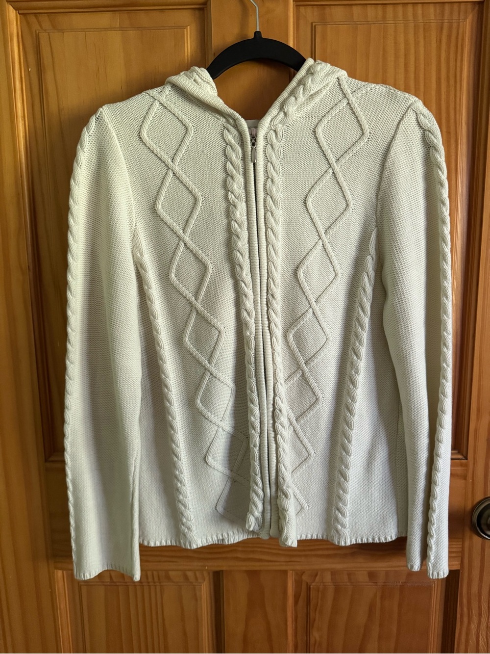 Vintage Casual Corner Annex Cream Cable Knit Full Zip Sweater M